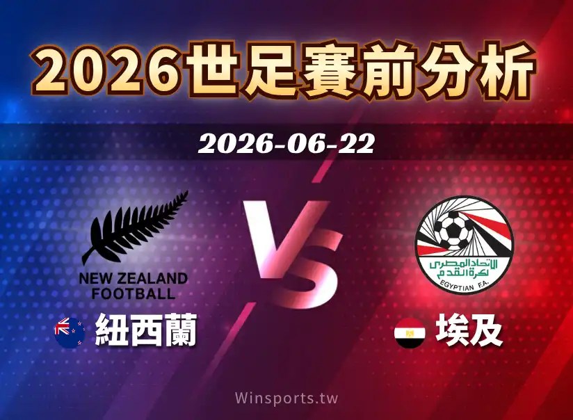 2026 世界盃 G 組紐西蘭 vs 埃及賽前分析，整理台灣比賽時間、直播資訊、雙方戰力、焦點球星、歷史交手與比分預測。