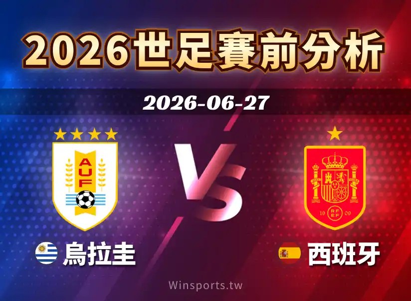 【2026世足預測】6/27 H 組烏拉圭 vs 西班牙賽前分析：近期戰績、戰術解析與比分預測