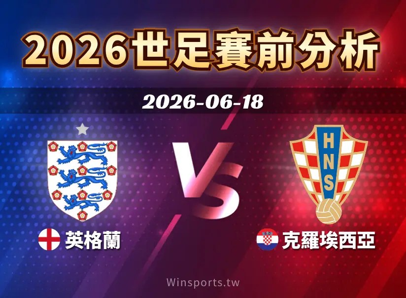 【2026世足預測】6/18 L組英格蘭 vs 克羅埃西亞賽前分析：雙方近況、戰術重點與比分預測